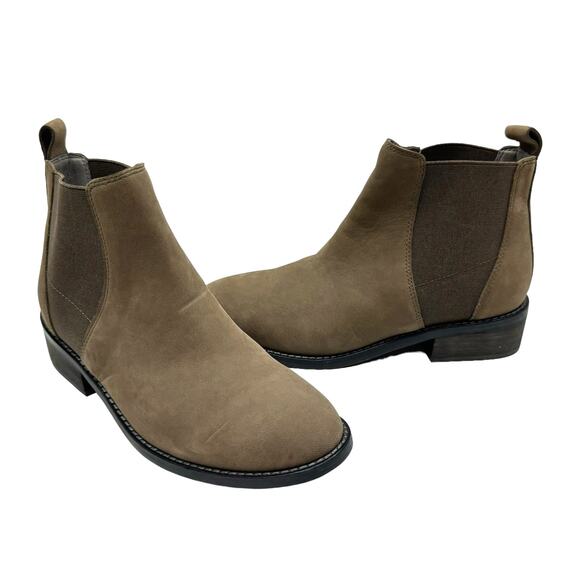 Eileen Fisher Blink Taupe Brown Gray Tumbled Nubuck Pull On Chelsea Bootie - Picture 1 of 10